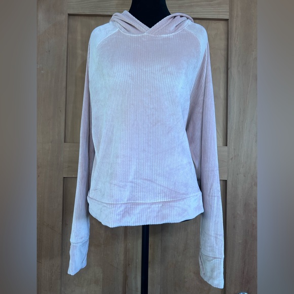 all in motion Tops - Women's Light Pink Velour Rib Hoodie